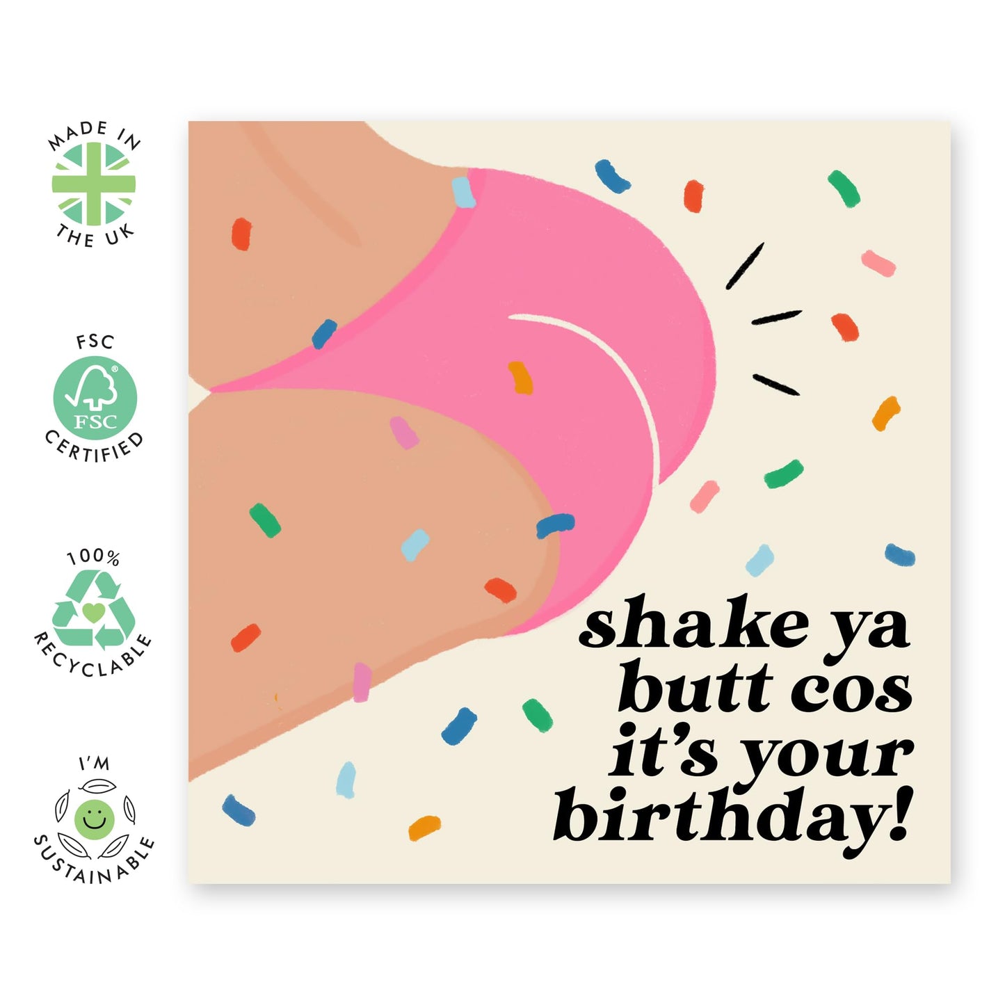 Birthday Card Shaking - 'Shake Ya But*' - Gifts for Besties, Best Friends, Gals, Colleagues, Officemate, Her, Co-worker, Sis, Sister - Party Time - Comes with Fun Stickers