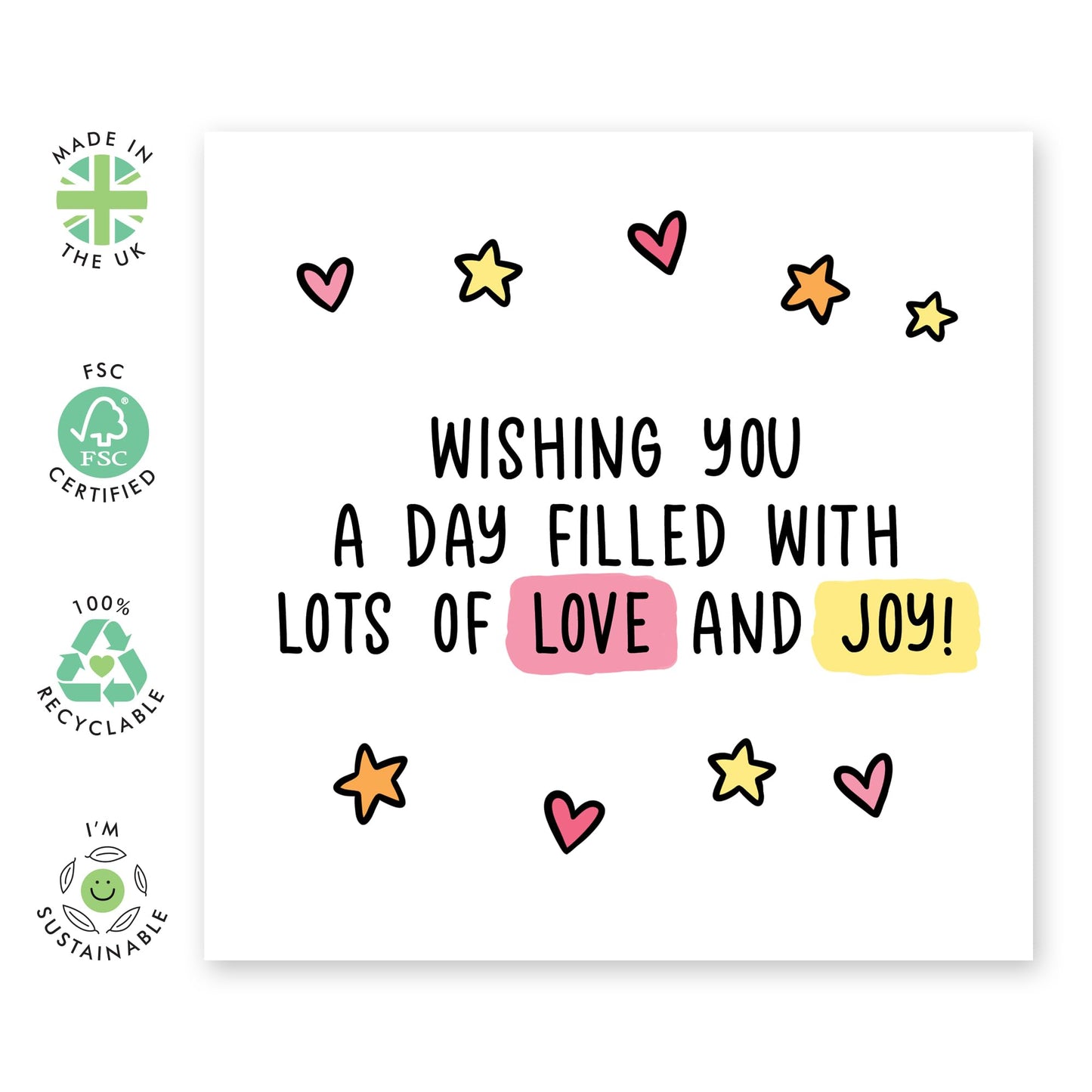 Thoughtful & Warm Birthday Card - 'Filled With Love And Joy' - Gifts for Friends, Family, Co-worker, Colleagues, Bestie, Neighbours, Him, Her - Enjoy Your Day - Comes with Fun Stickers