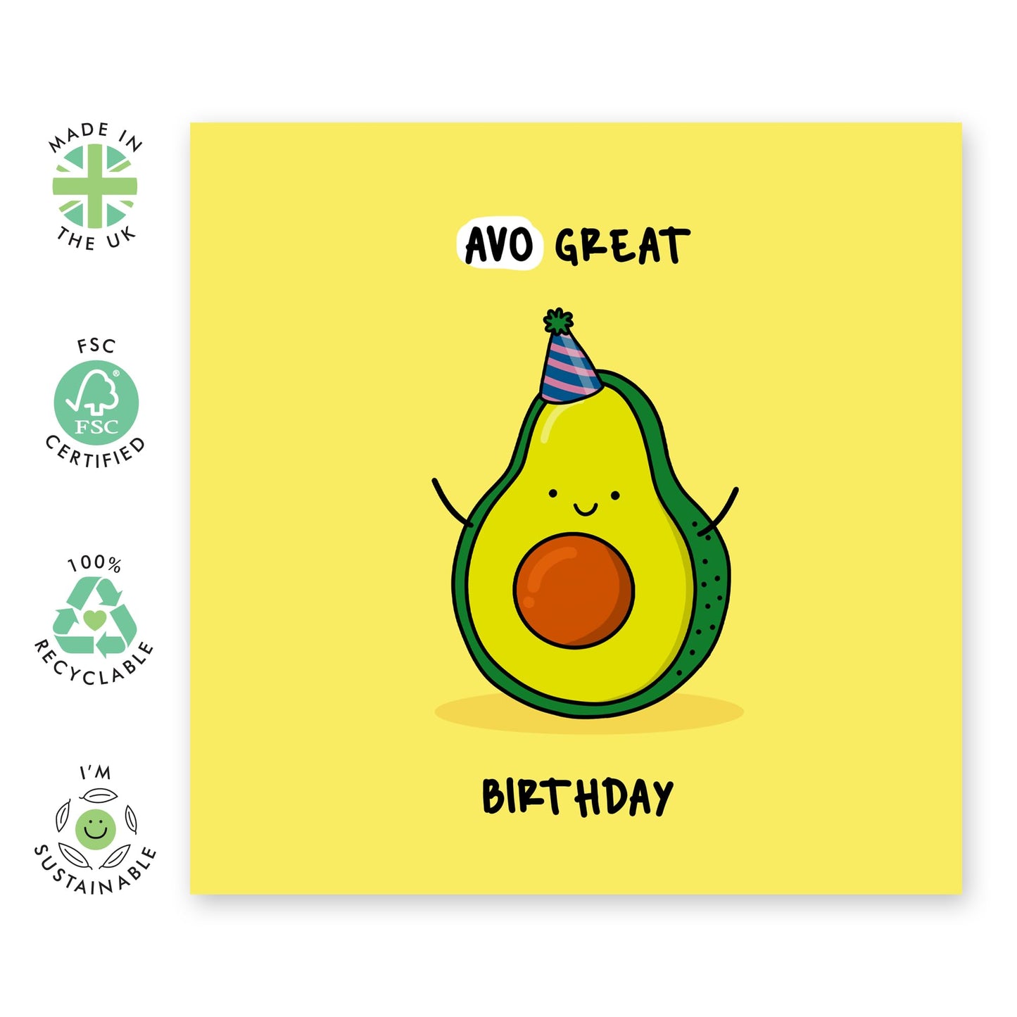 Cool Birthday Card - 'AVO GREAT BIRTHDAY' - Perfect for Adding a Fun and Playful Touch to Birthday Celebrations - Ideal for Him, Her, Friends, Family, Colleagues - Comes With Stickers By Central 23