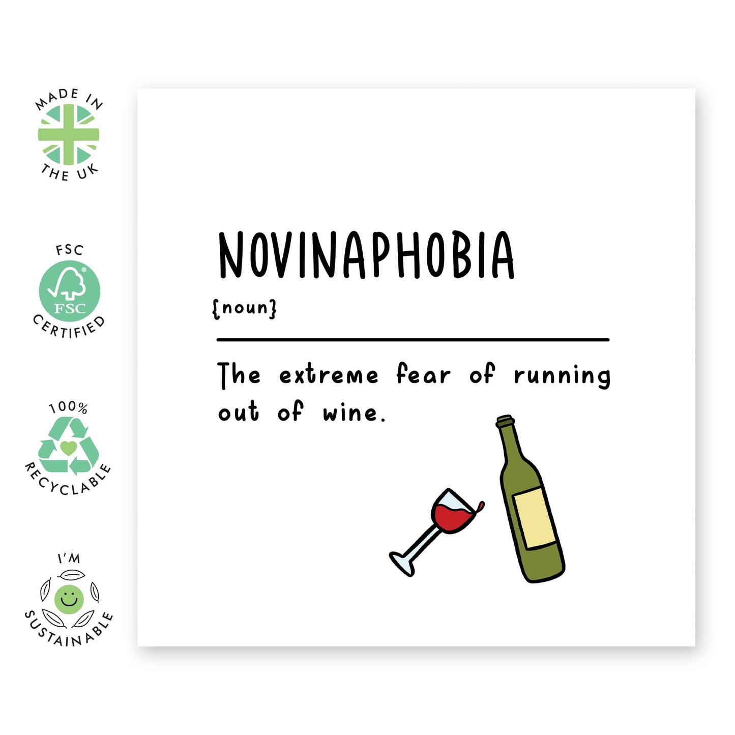 Hilarious Birthday Card - 'No Wine Phobia' - Gifts for Besties, BFFs, Best Friends, Sisters, Gals, Ladies, Her, Coworker, Colleagues, Cousin - Out Of Wine - Comes with Fun Stickers