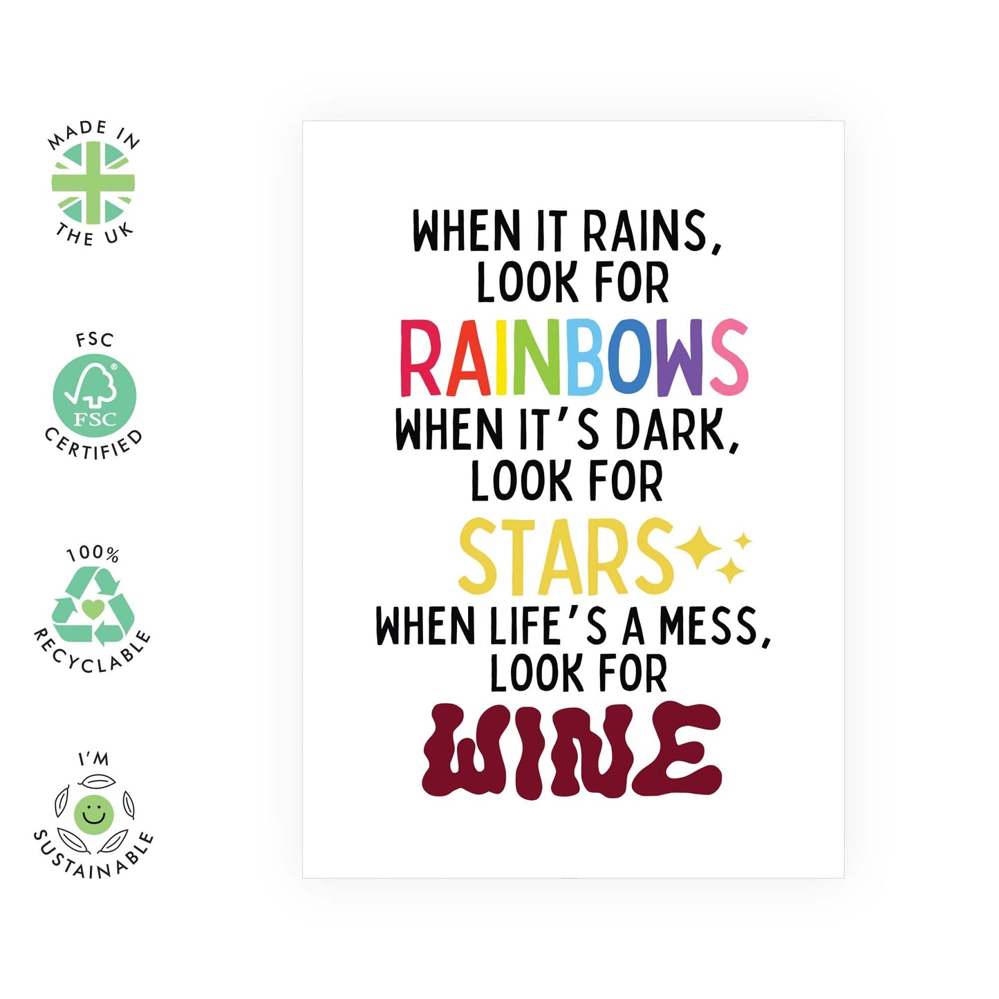 Humorous Greeting Card - 'LOOK FOR WINE' - Perfect for Celebrating Wine Lovers and Special Occasions - Ideal for Friends and Family Who Appreciate a Good Laugh - Comes With Stickers By Central 23