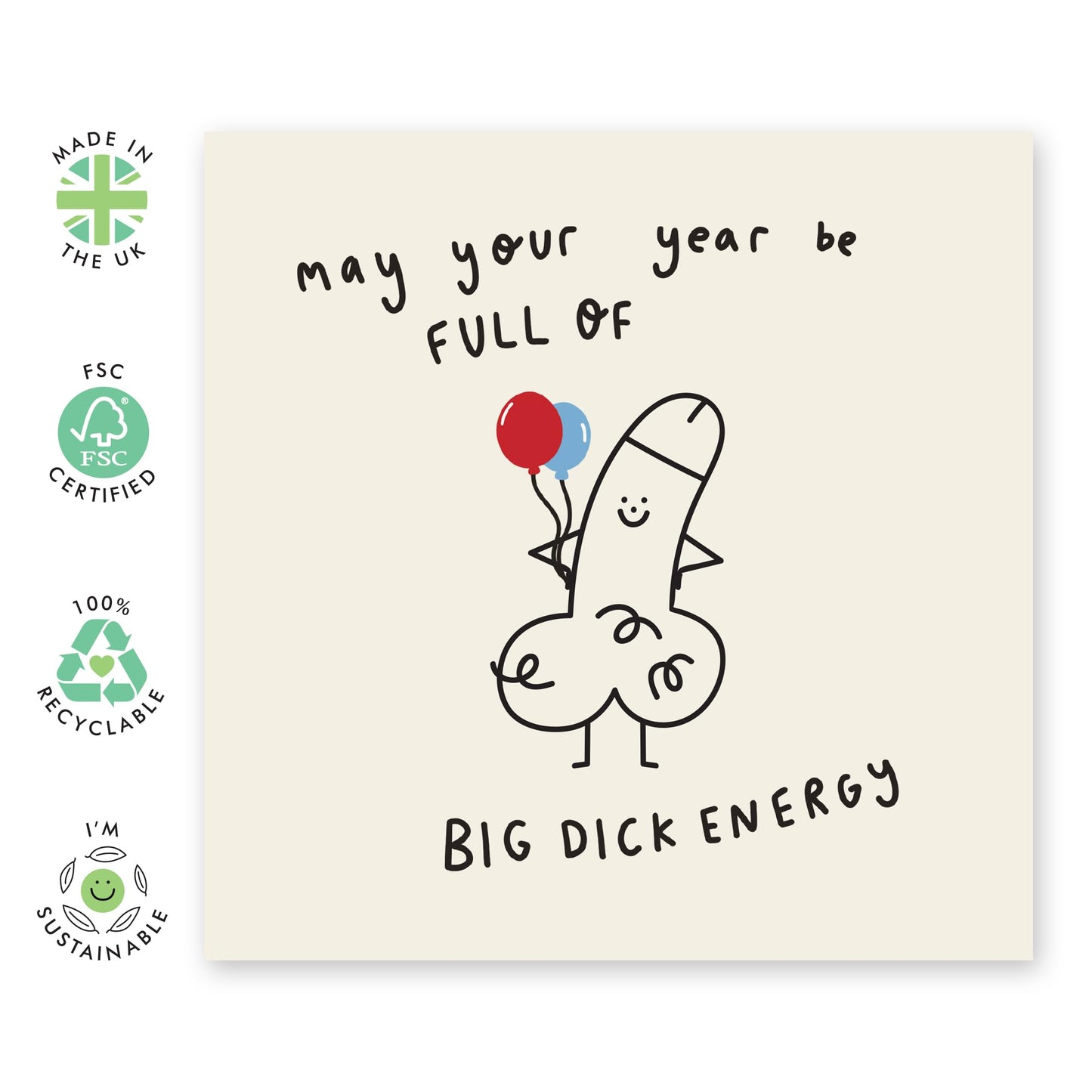 Birthday Cards For Him Her - Year Be Full Of Big D*ck Energy - Birthday Cards For Wife Husband - Humorous Gift From Friend - Naughty Greeting Cards - Greeting Card - Comes With Stickers By Central 23
