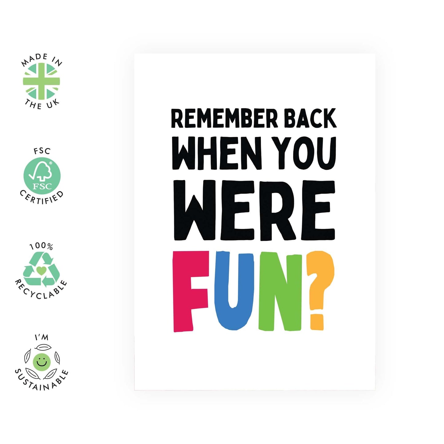 Humorous Birthday Card - 'REMEMBER WHEN YOU WERE FUN?' - Perfect for Celebrating Friends with a Nostalgic Twist - Ideal for Anyone Who Loves a Good Laugh - Comes With Stickers By Central 23