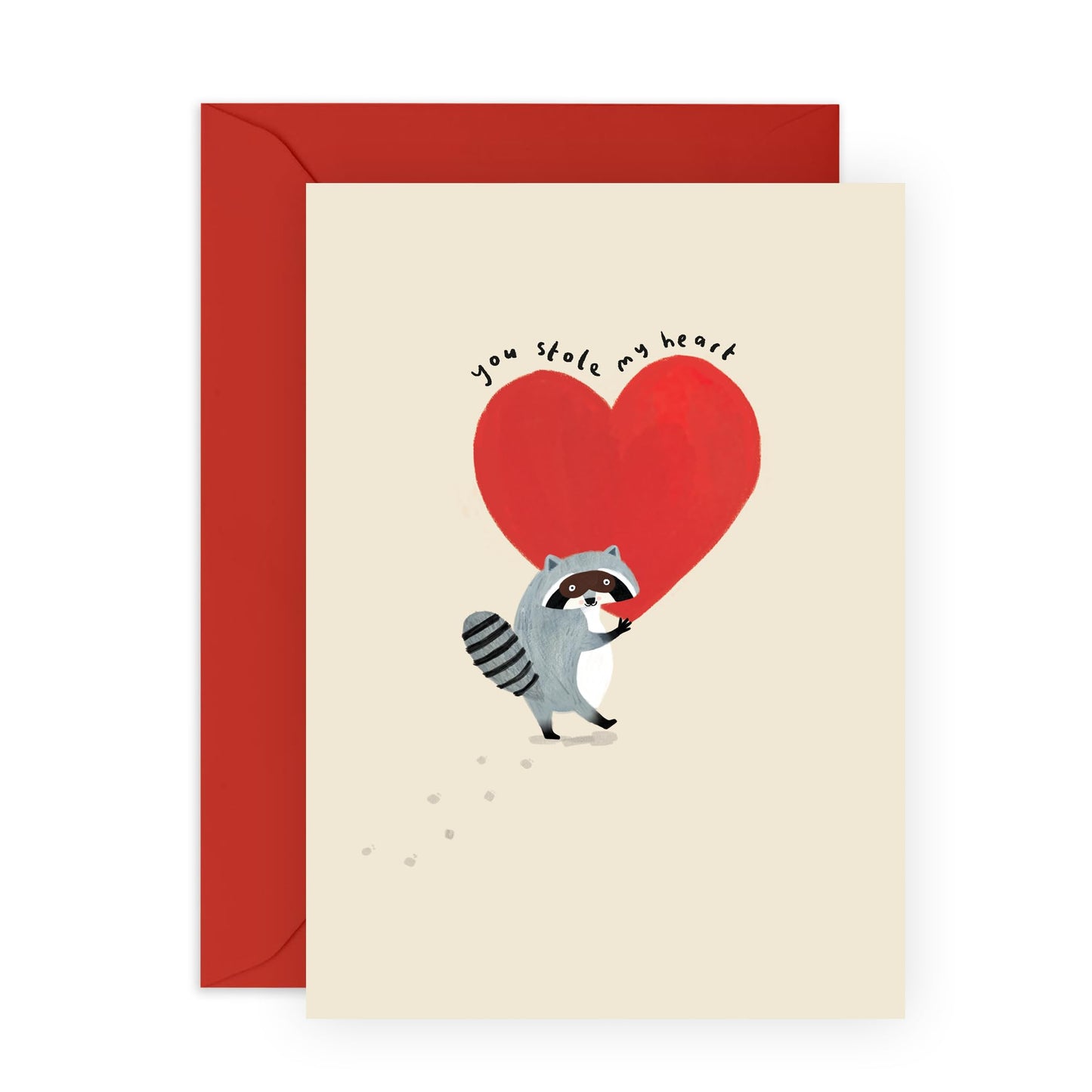 Happy Anniversary Card Cute Funny - 'You Stole My Heart Racoon' - Romantic Valentines Day Cards For Kids Girls Boys - I Love You Gifts For Boyfriend Girlfriend - Comes With Fun Stickers
