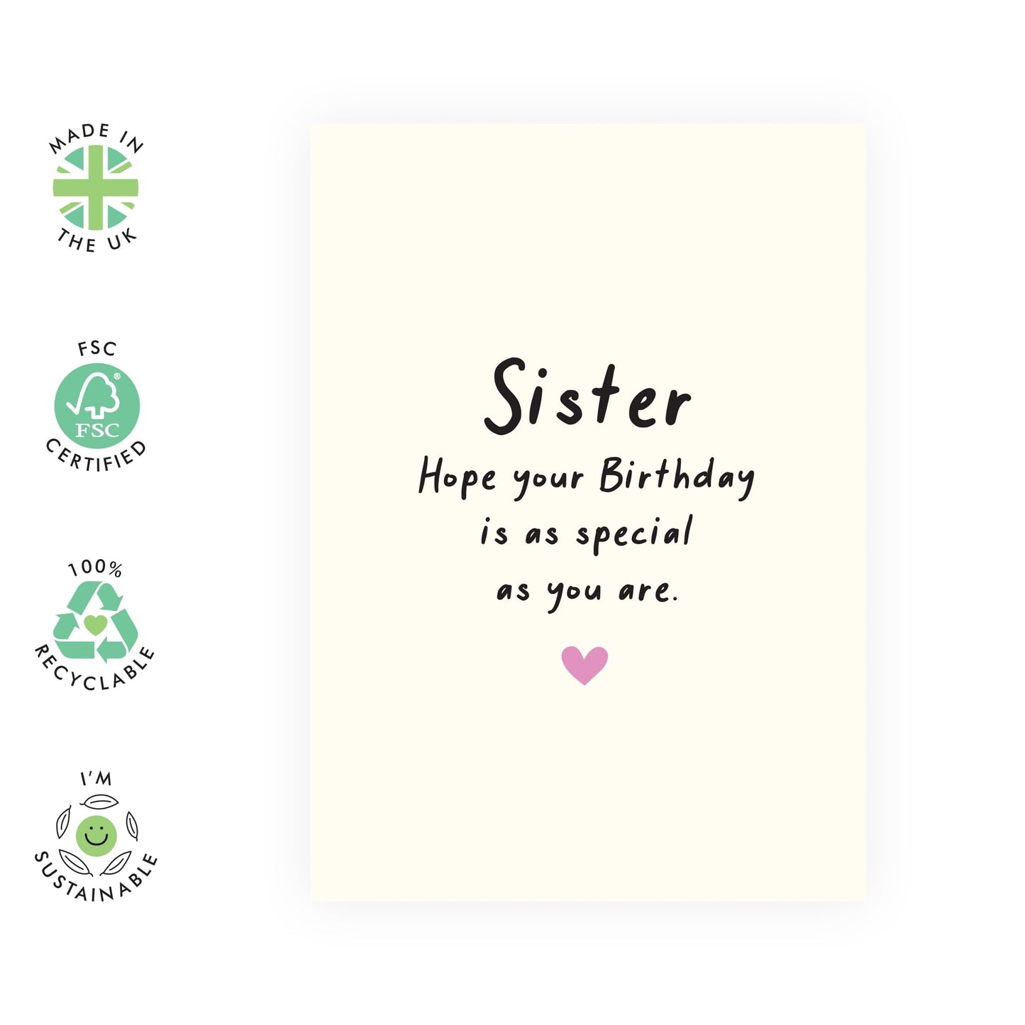 Sweet Birthday Card Message - 'Special Sister' - Gifts for Sister, Sibling, Kin, Family, Sis - Love You Sis - Comes with Fun Stickers