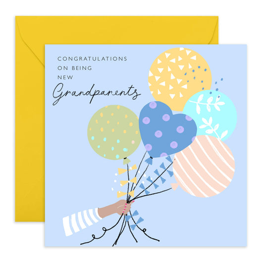 Congratulations Card For Grandma And Grandad - Sweet Greeting Cards For Men Women - Newborn Baby Boy Gifts For Grandparents - Baby Shower Cards - Comes With Stickers - By Central 23