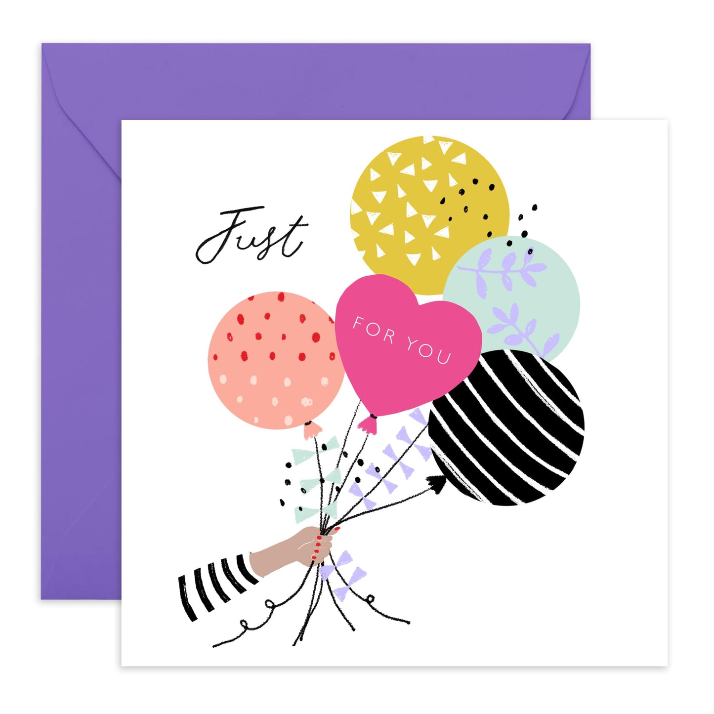 Greeting Cards Birthday - Just For You - Balloons Design - Blank Cards With Envelope Bday Gifts - Sweet All Occasion Cards For Men Women - Comes With Stickers By Central 23
