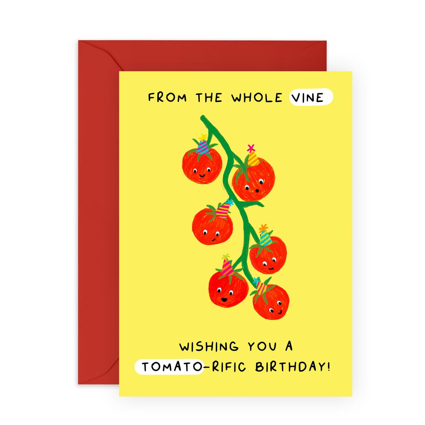 Funny Birthday Cards For Men Women - Wishing You A TOMATO-rific Birthday! - Jokes Puns Humor - Happy Birthday Card For Friends - Gifts For Him Her - Comes With Stickers By Central 23