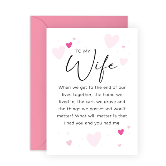 Sweet Message Anniversary Card - 'To My Wife' - Anniversary & Valentines Gifts for Married Couples, Wife, Partner, Wifey, Other Half - For You - Comes with Fun Stickers
