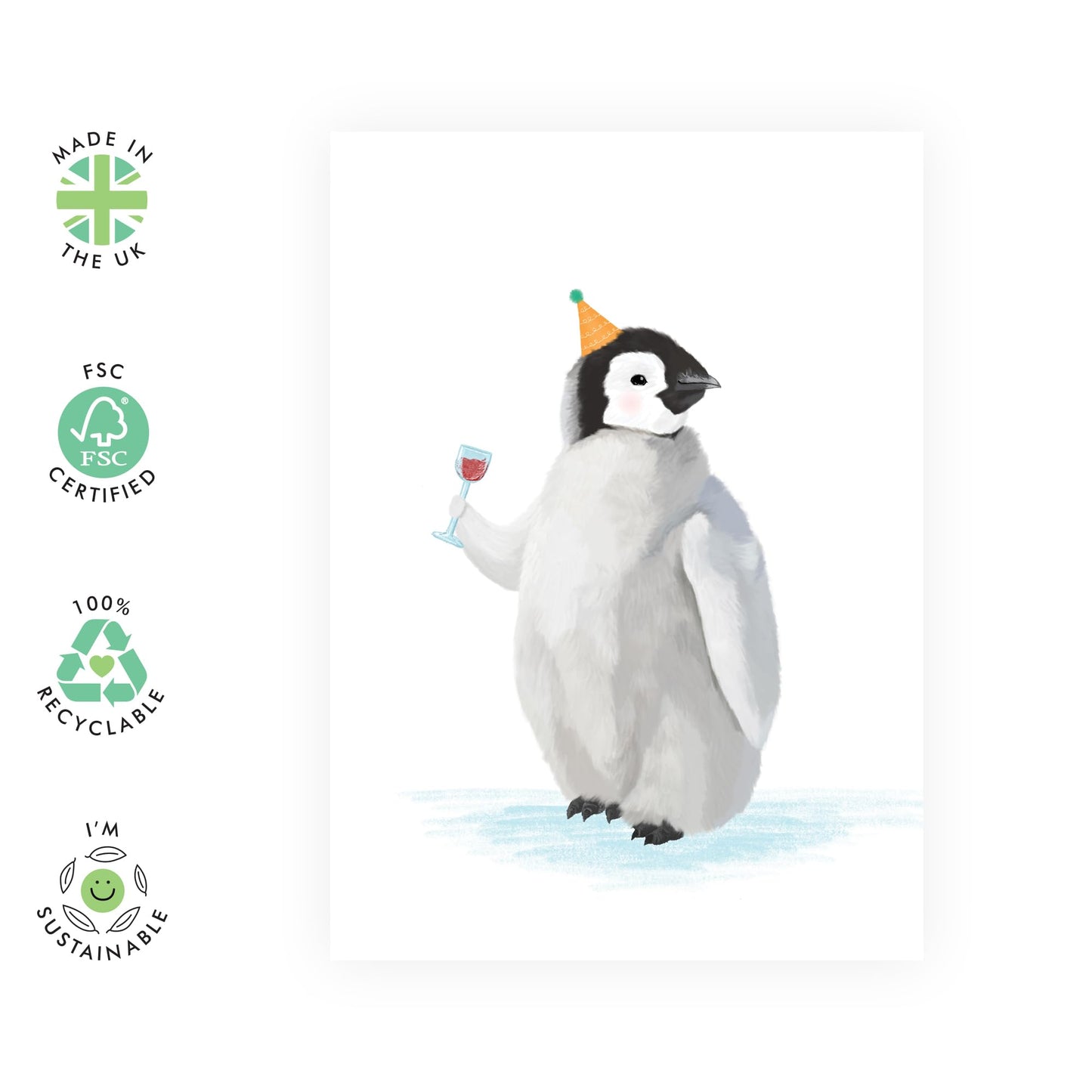 Birthday Cards For Women - Penguin Celebration Cards For Female - Congratulations Card - Gifts For Mum Wife Girlfriend - Friends Birthday Card - Comes With Stickers - By Central 23