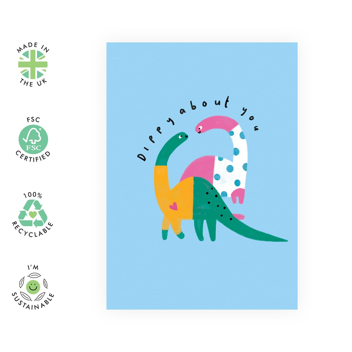 Dinosaurs Valentines Day Card - 'Dino Dippy About You' - Gifts for Her, Him, Women, Men, Husband, Wife, Boyfriend, Girlfriend - Crazy With You - Comes with Fun Stickers