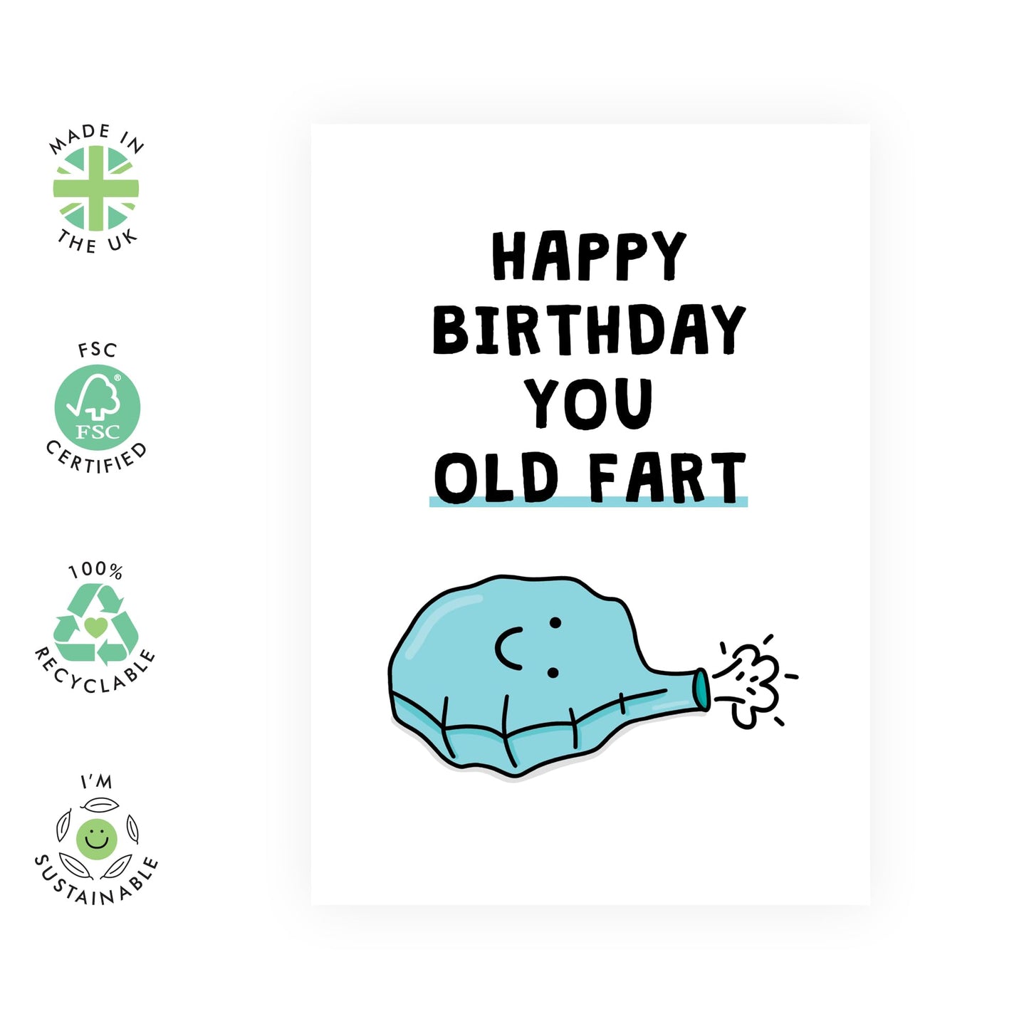 Hilarious Birthday Cards For Him Her - Old Fart - Funny Greeting Cards For Husband Brother Sister Dad - Gifts For Men And Women - Comes With Fun Stickers By Central 23