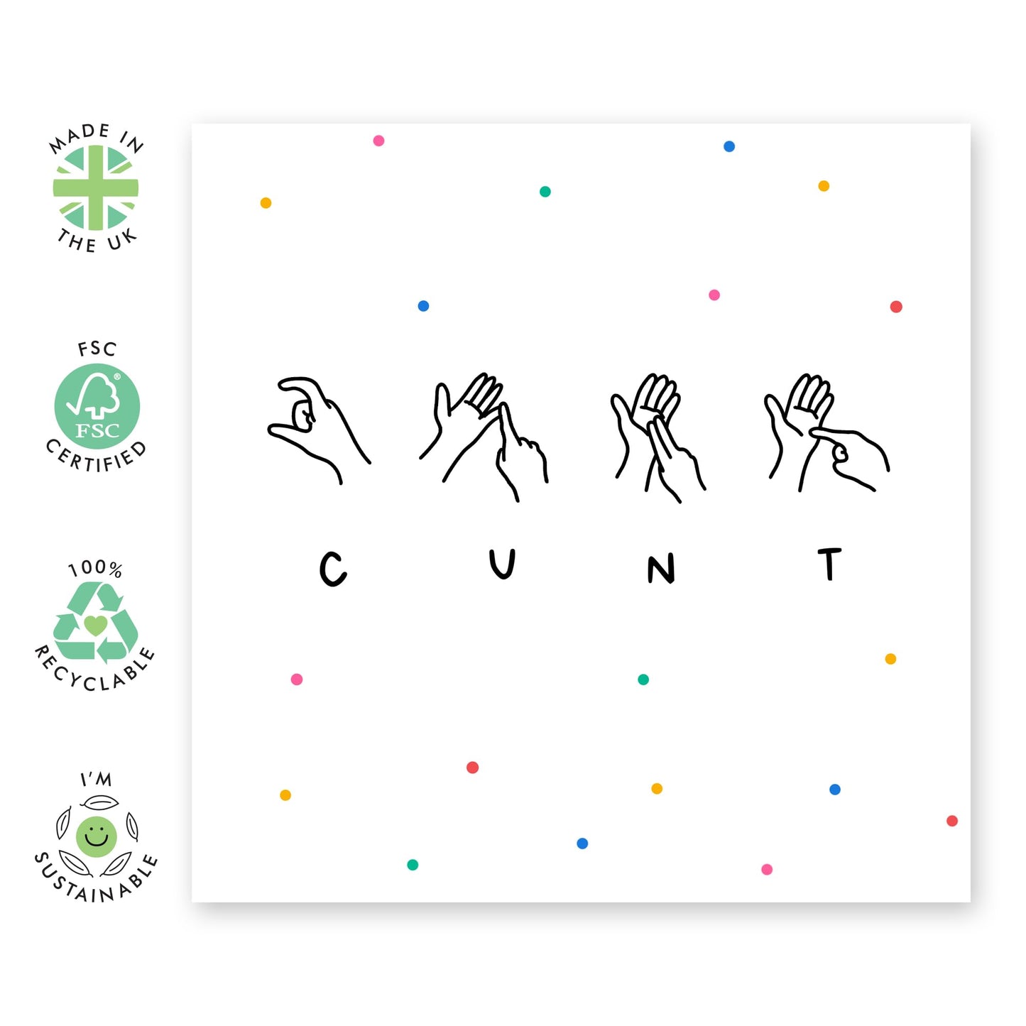 Funny Anniversary Card - 'C*nt Sign Language' - Gifts for Boyfriend, Girlfriend, Her, Him, Spouse, Partner, Honey,Babe, Darling, Men, Women - Hand Sign - Comes with Fun Stickers