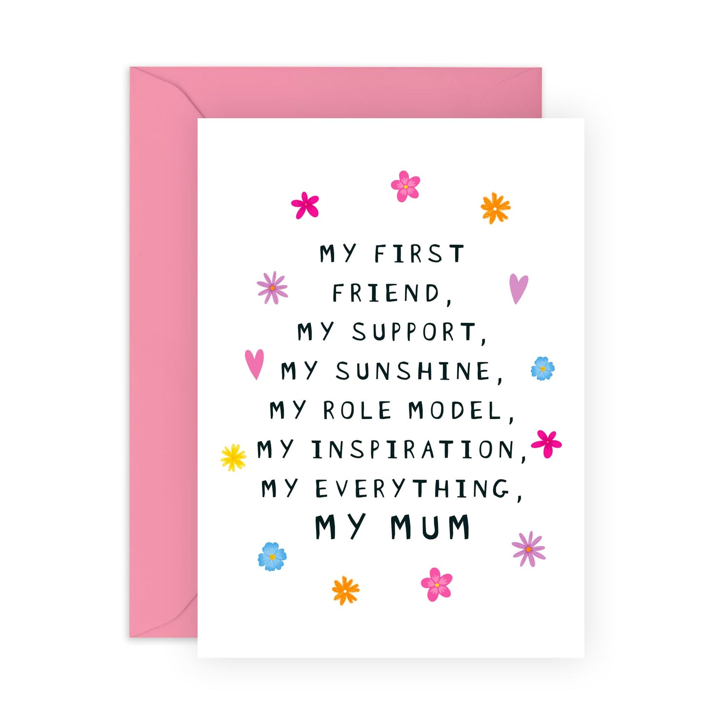 Mum Birthday Card From Daughter - My Support, My Role Model, My Inspiration, My Everything - Mothers Day Card For Mama Mam Ladies Her- Sweet Thank You Gifts For Mummy - Comes With Stickers