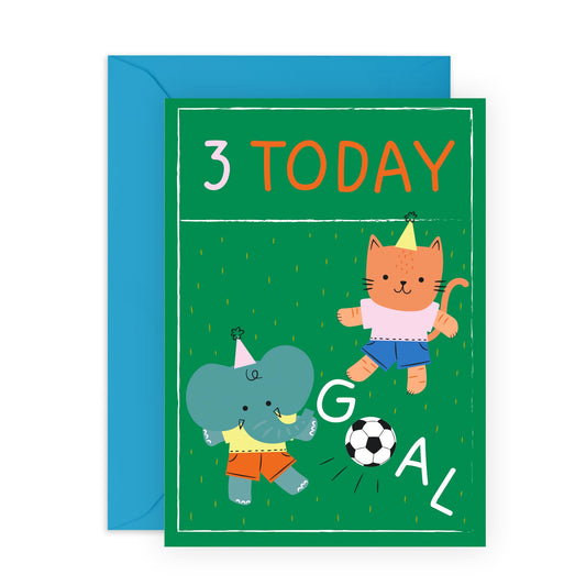 3rd Birthday Card For Kids - Childrens Football Age 3 - Boys Girls Birthday Cards Third Bday - Gifts For Him Son Daughter Nephew Grandson - Toddler - Comes With Stickers By Central 23