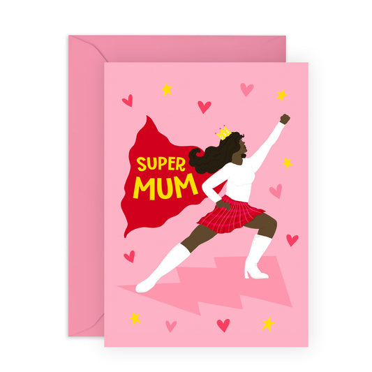 Birthday Card for Mum - 'SUPER MUM' - Gift for Her, Mama, Ma, Mummy, Women, Ladies from Husband, Son, Daughter, Family - Thank You & Appreciation Presents - Mothers Day Card -Comes with Stickers