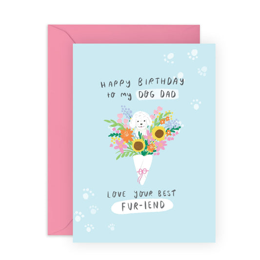 Dog Dad Cards - Birthday Card From Dog - Happy Birthday Card And Envelope - Gifts For Fur Parents Pet Owner - Puppies Doggo - Comes With Cute Stickers By Central 23