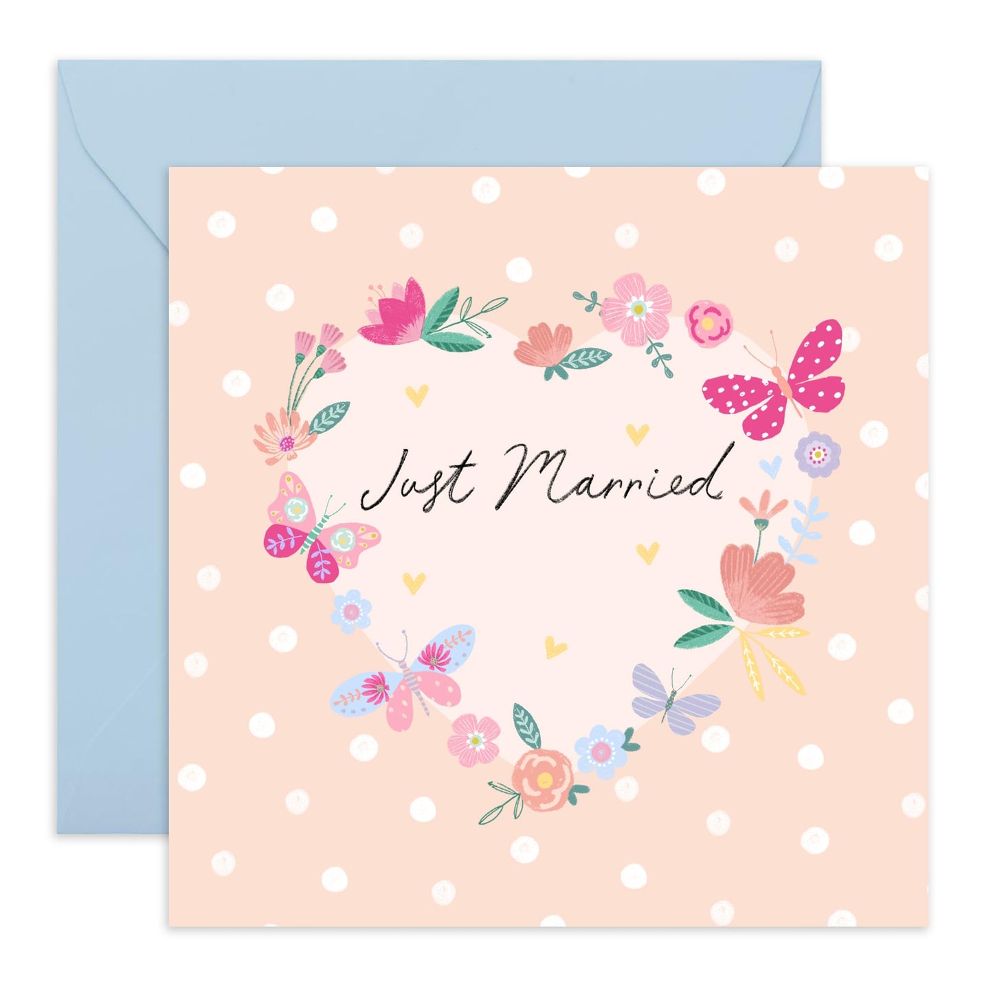 Wedding Cards For Bride And Groom - Just Married Butterflies - Newly Weds Card - Congratulations Card For Men Women Son Daughter In Law - Best Wishes Gift Him Her - Comes With Stickers By Central 23