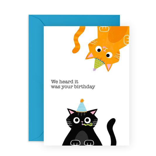 Funny Birthday Card For Men Women - We Heard It Was Your Birthday - Cat Birthday Card For Her - Gifts For Cat Lovers - Comes With Stickers - By Central 23