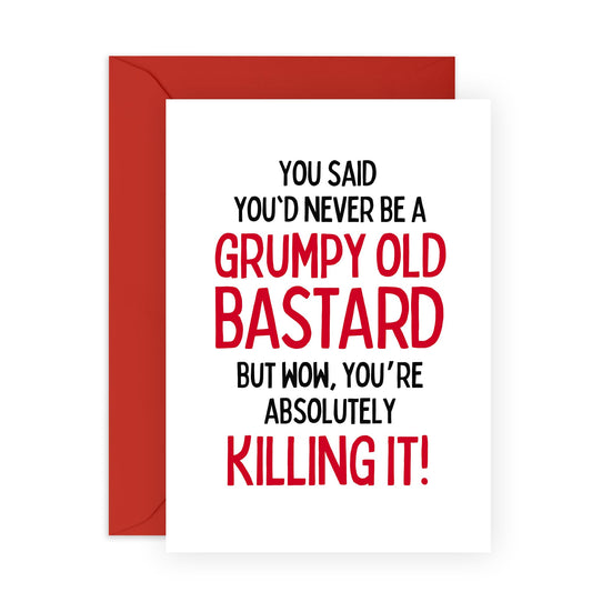 Hilarious Birthday Card - 'Grumpy Old Bastard' - Jokes for Husband, Wife, Life Partner, Other Half, Couples - Doing Great - Comes with Fun Stickers