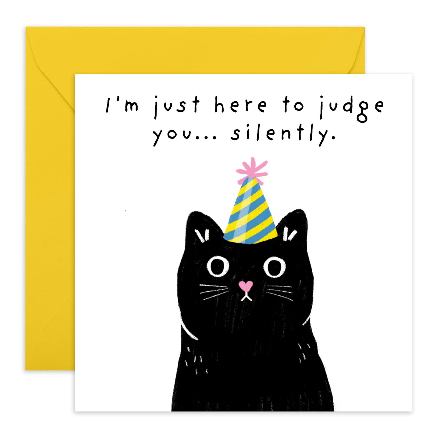 Funny Birthday Card - 'I JUDGE YOU SILENTLY, CAT!' - Perfect for Celebrating Cat Lovers' Special Day with Humor - Ideal for Friends Family Besties BFFs Cat Owners - Comes With Stickers By Central 23