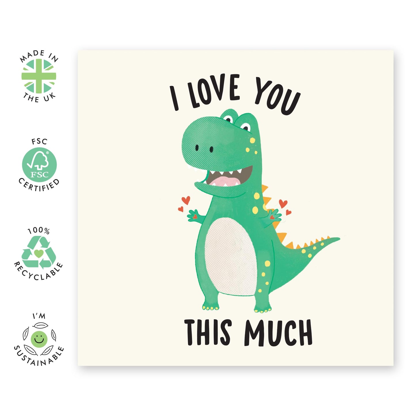 Sweet Anniversary Card For Wife - I Love You This Much Dino - Love Cards From Boyfriend Valentines - Girlfriend Birthday Card - I Love You Gifts For Her - Comes With Stickers By Central 23