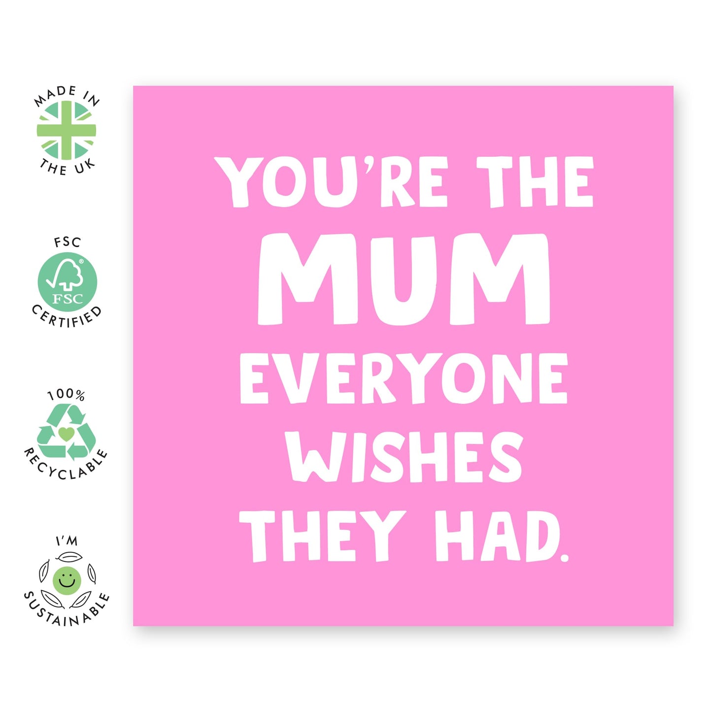 Mother's Greeting Card - 'Mum Everyone Wishes' - Pink Birthday Card , Mothers Day Card for Mummy, Mama, Ma, Mammy, Her, Wife From Kids, Husband, Family - Sweet Messages- Comes with Fun Stickers