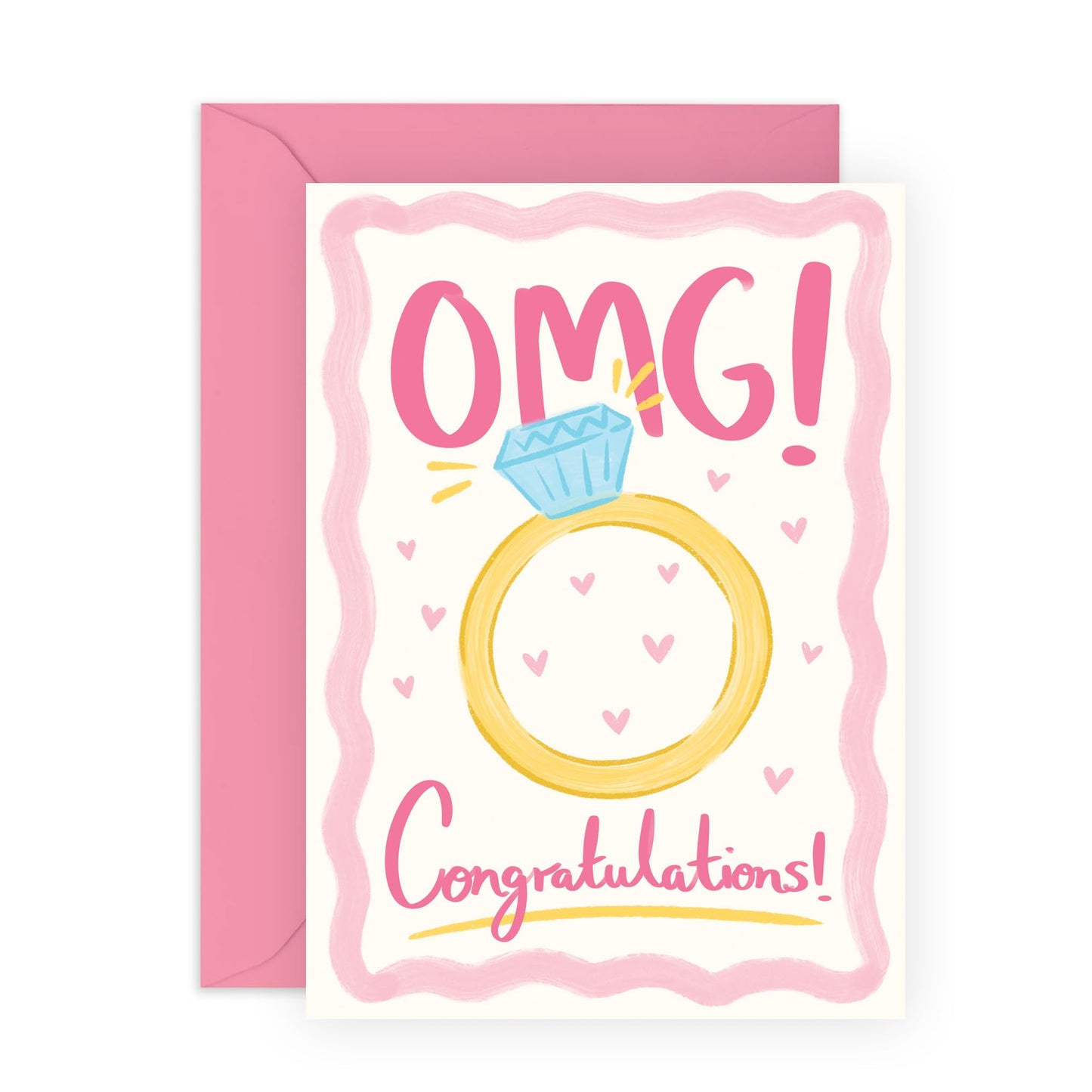 Engagement Card - Congratulations Card For Best Friend - Omg Congratulations! - Engagement Card Congratulations For Couple Bride Groom Son Daughter - Bridal Shower - Comes With Stickers By Central 23