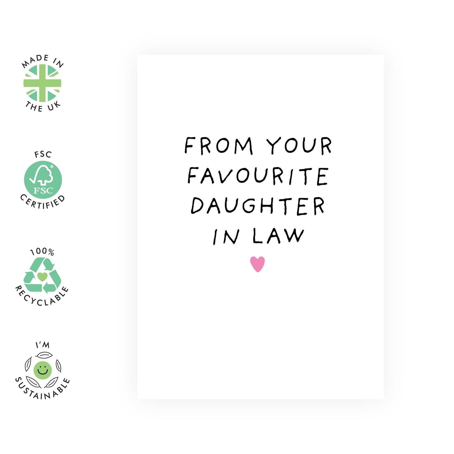 Birthday Cards For In Laws - From Your Favourite Daughter In Law - Funny Father's Day Cards For Dad In Law - Sassy Mother's Day Card For Mother In Law - Comes With Stickers And Envelope By Central 23