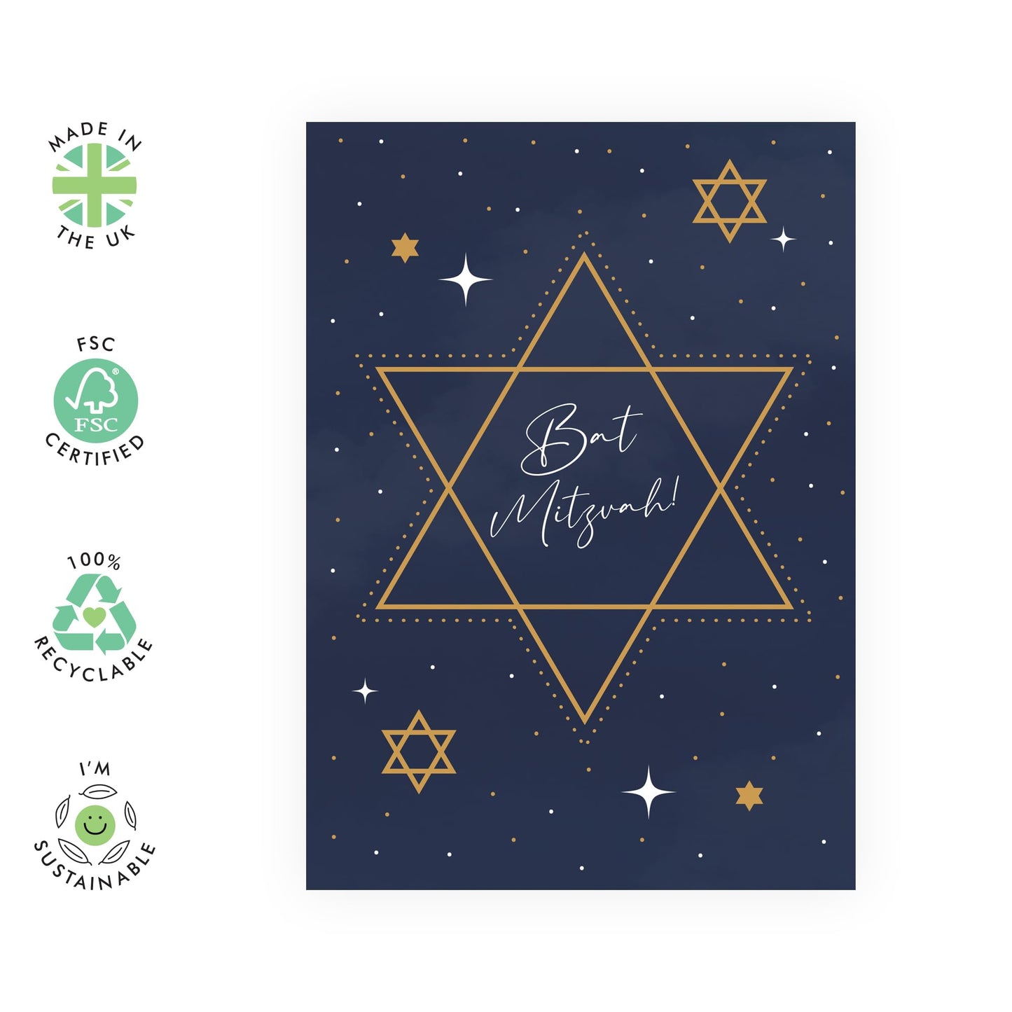 Greeting Card for 18 Years Old -'Bat Mitzvah Star Of David' - Gifts for Sister, Daughter, Cousin, Niece, Friend, Ladies, Women, Female, Her - 18th - Comes with Fun Stickers
