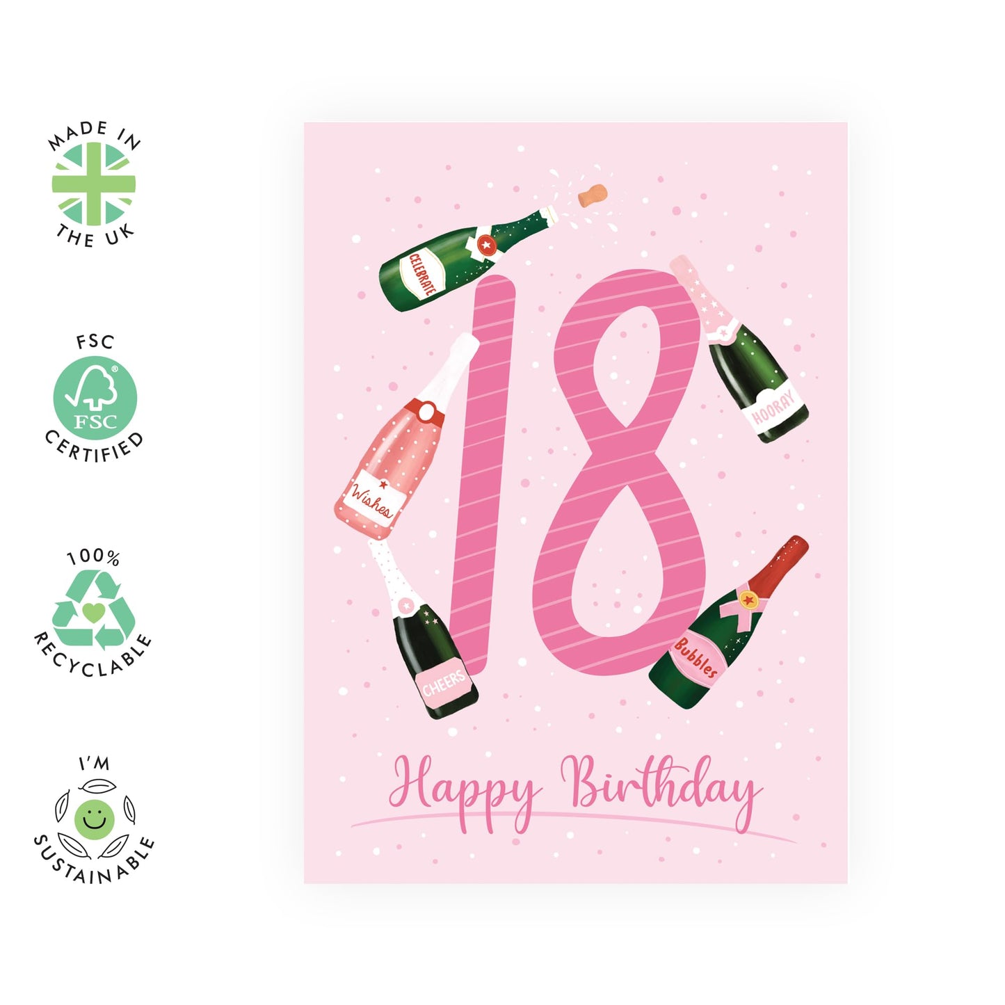 18th Birthday Card - Prosecco Birthday Age 18 - Happy Eighteenth Birthday Cards - Gifts For 18 Years Old - Best Friend Women Him Her - Comes With Fun Stickers - By Central 23