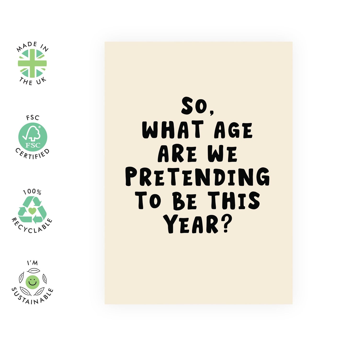 Hilarious Birthday Card for Middle Aged Adults - 'Age Pretending To Be This Year' -Gifts for Friends, Bruv, Mates, Colleagues, Co-workers, Him, Husband, Partner - Denial - Comes with Fun Stickers