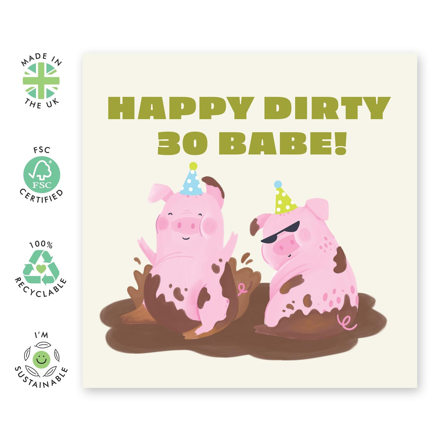 30th Birthday Card For Women Men - Happy Dirty 30 Babe - Happy Thirtieth Birthday Greeting Card - Greeting Cards - Brother Sister Birthday Cards - Niece Nephew - Comes With Fun Stickers By Central 23