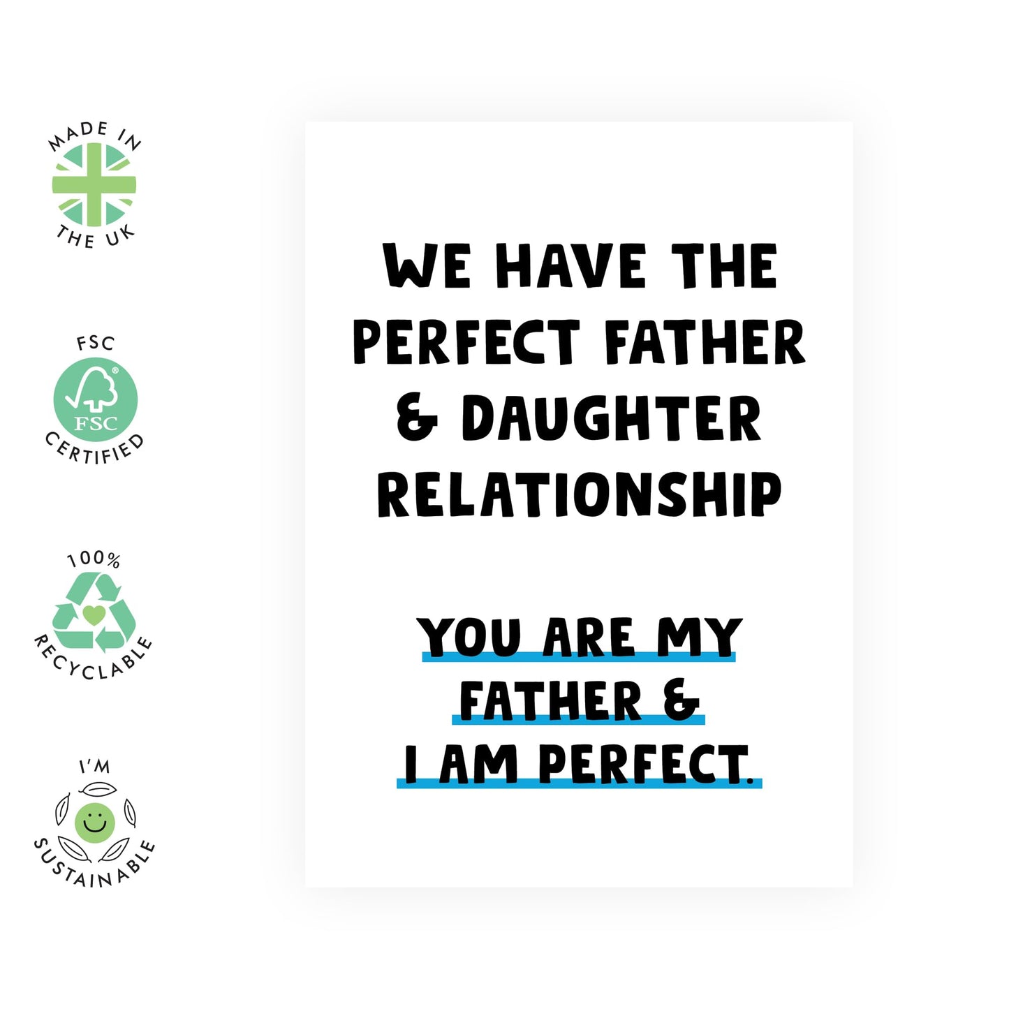 Funny Birthday Card For Dad - Father & Daughter Relationship - Humorous Father's Day Greeting Cards - Dad Gifts From Daughter - Comes With Stickers - By Central 23