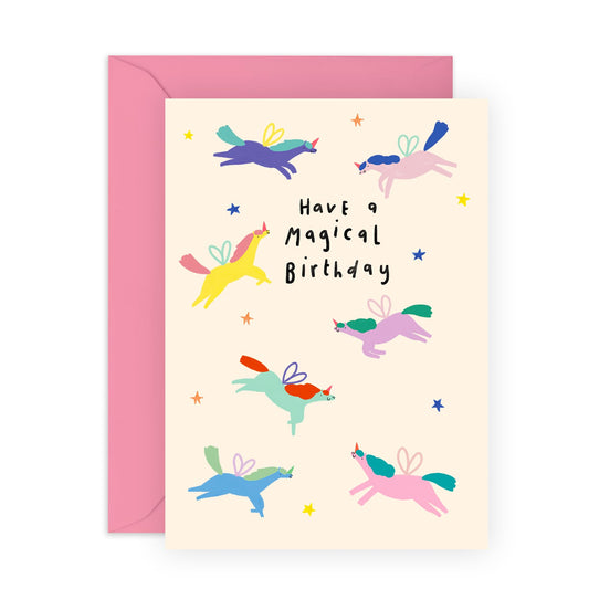 Birthday Greeting Card - 'MAGICAL BDAY UNICORN' - Perfect for Celebrating Birthdays with Enchantment & Fun - Ideal for Daughter Sisters Friends BFFs in All Ages - Comes With Stickers By Central 23