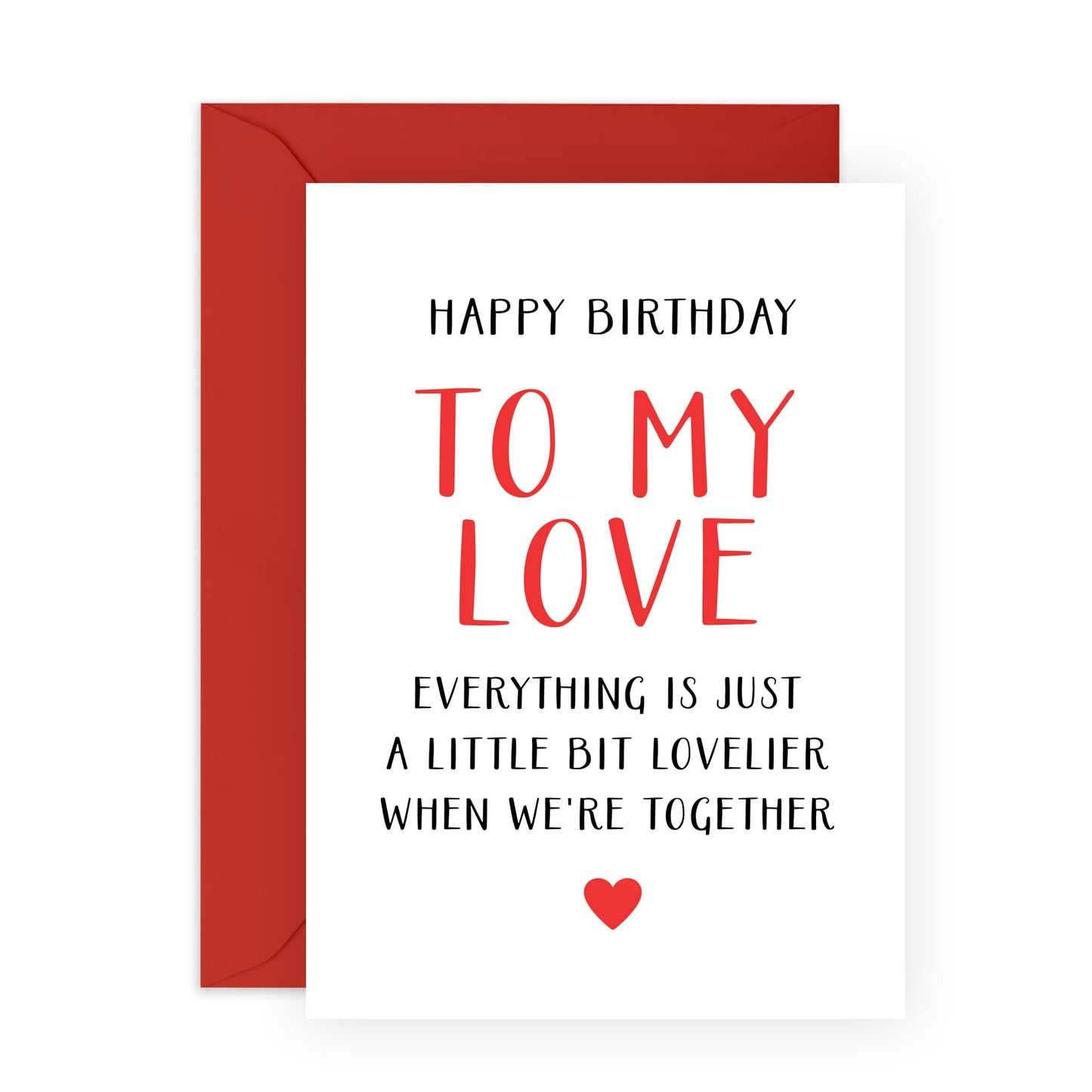 Sweet & Romantic Birthday Card - 'HBD To My Love' - Gifts for Husband, Wife, Boyfriend, Girlfriend, Other Half, Couples - Lovely - Comes with Fun Stickers