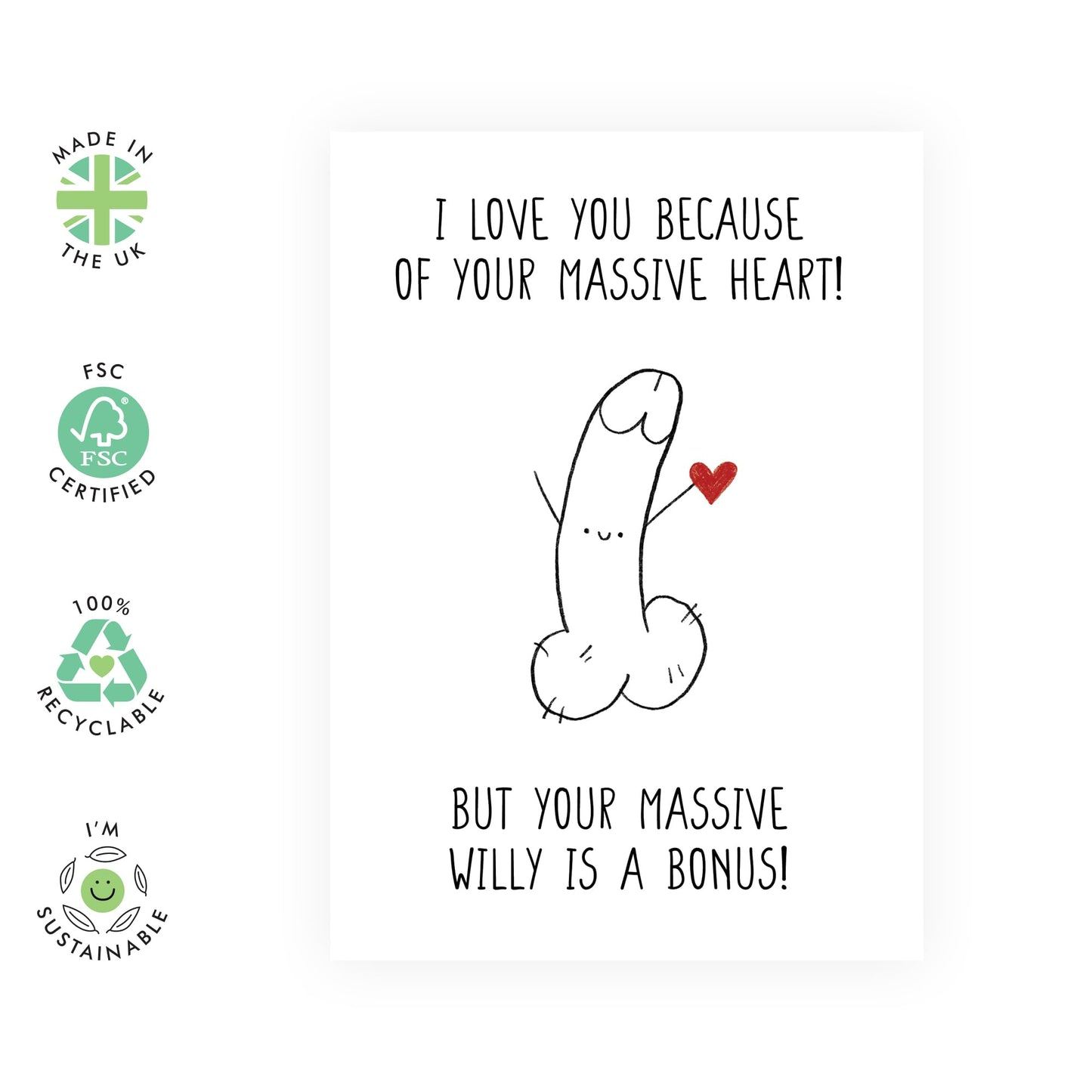 Greeting Card - 'MASSIVE WILLY BONUS' - Perfect for Celebrating with a Fun and Playful Twist - Ideal for Adding Humor and Excitement to Special Occasions For Him - Comes With Stickers By Central 23