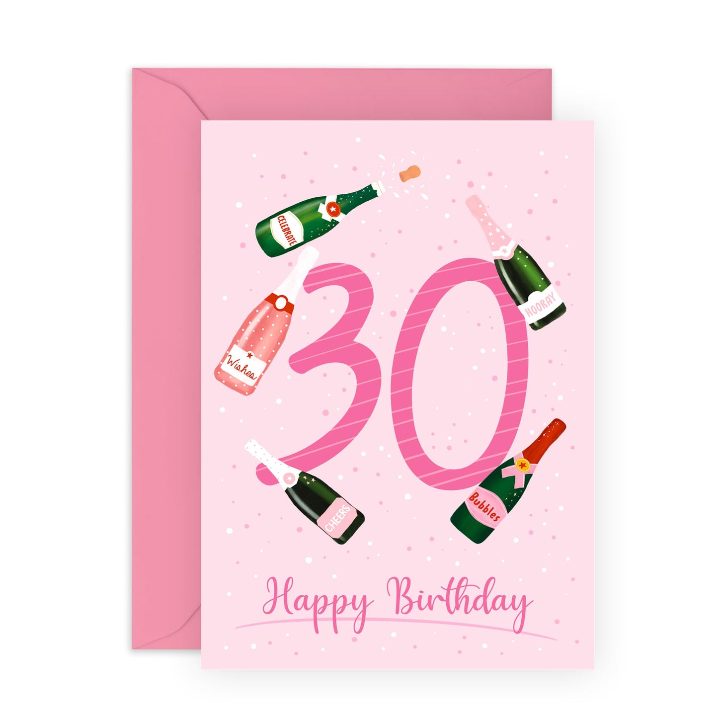 30th Birthday Card For Women - Prosecco Birthday Age 30 - Wife - Mum - Sister - Sweet Birthday Card - Happy Thirtieth Birthday Greeting Card Female Friends - Comes With Fun Stickers - By Central 23