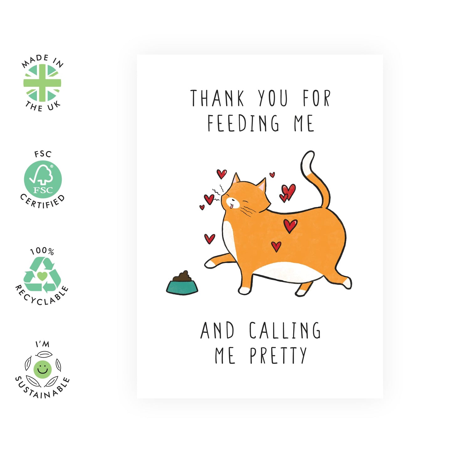 Funny Birthday Card From The Pet - Thank You For Feeding Me - Thank You Card Cat - Humorous Cards For Men And Women - Cat Mum Or Dad - Comes With Stickers - By Central 23