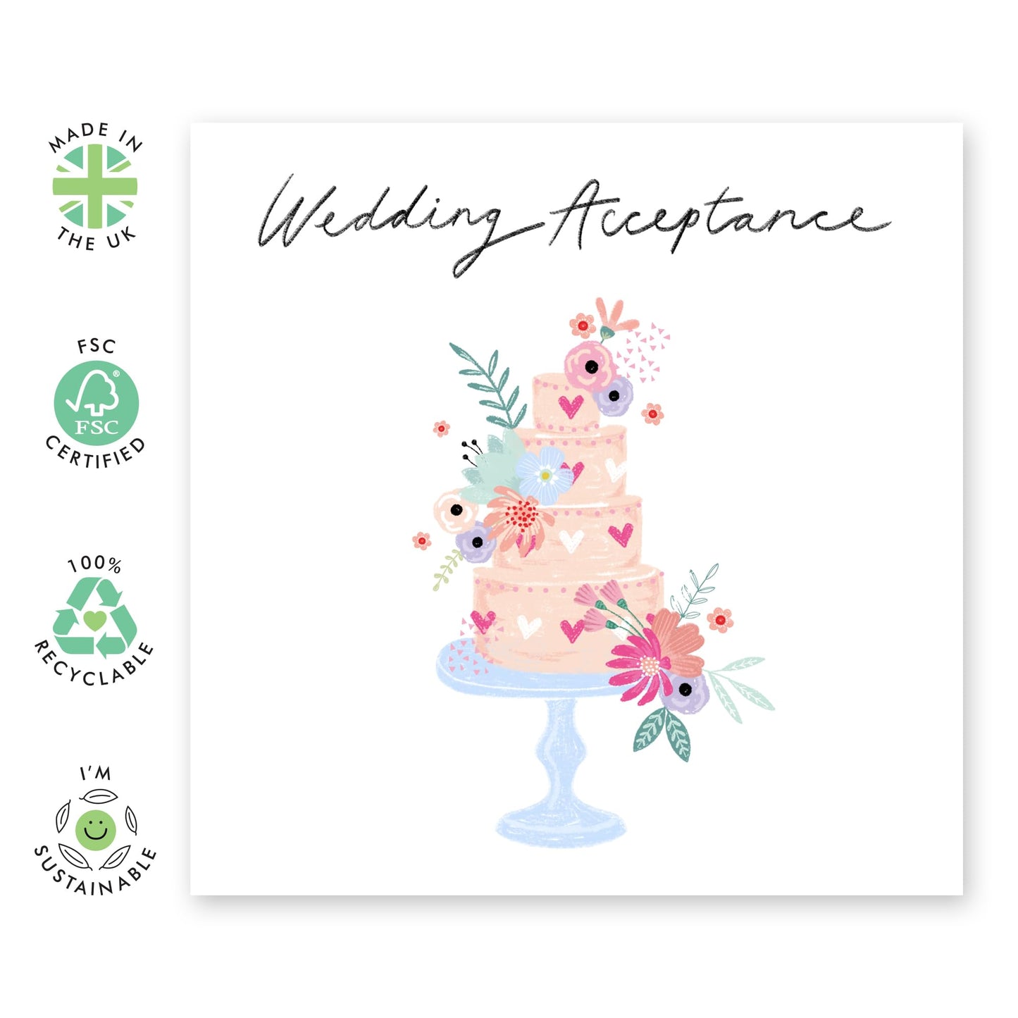 Wedding Acceptance Card From Groom Bride - Wedding Acceptance Cake - Wedding Invitations For Women Men - Rsvp Reply Card For Friends - Floral Card For Guest - Comes With Fun Stickers By Central 23