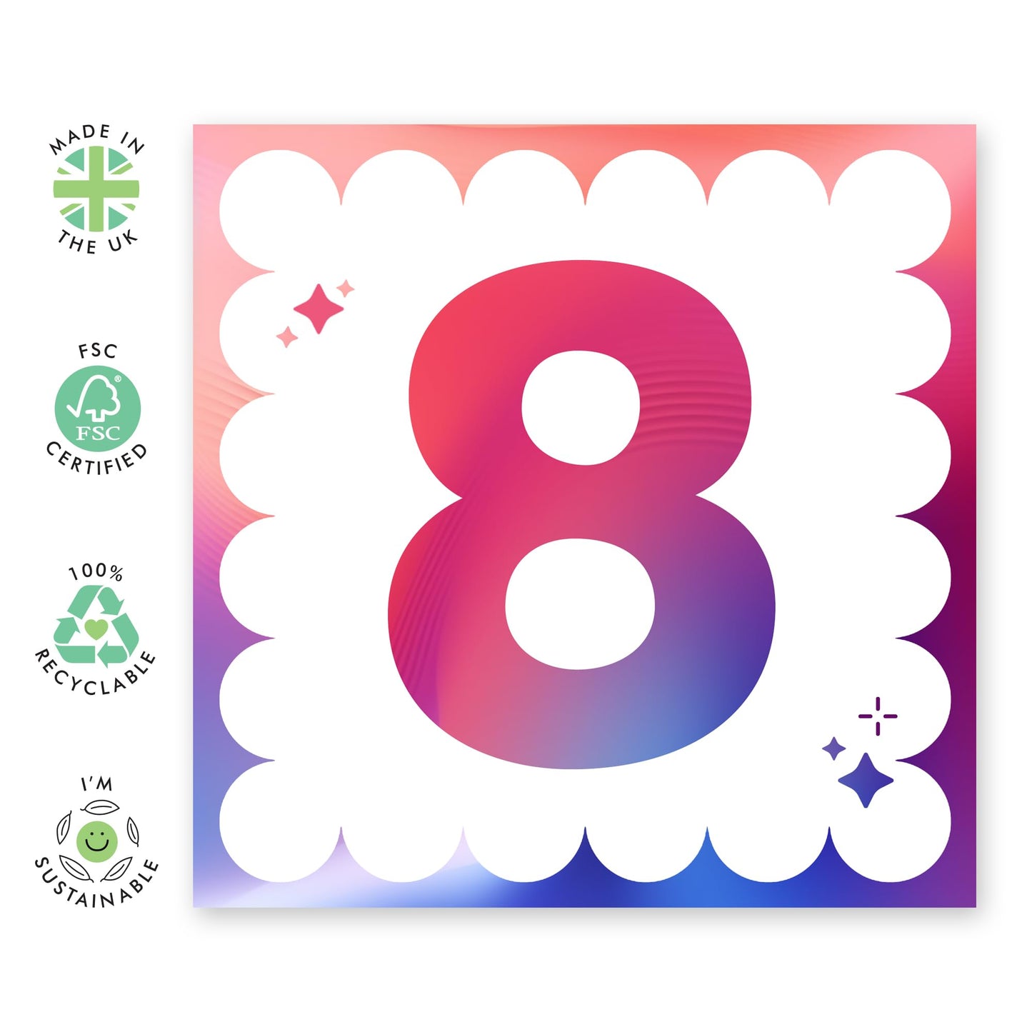 Happy 8th Birthday Card Girl Boy - Milestone Age Eight - Kids Birthday Cards 8 Year Old - Eighth Bday Gifts For Son Daughter Nephew Niece Grandson - Comes With Stickers By Central 23