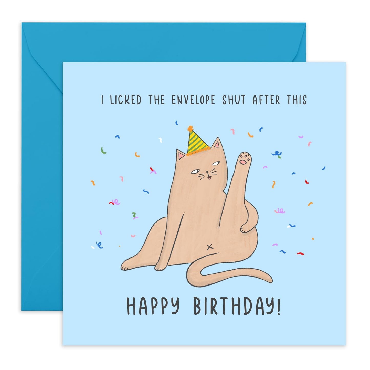 Cat Birthday Card - I Licked The Envelope Shut After This - Funny Birthday Card For Men And Women - Birthday Gifts For Cat Lovers - Birthday Card From Pet - Comes With Fun Stickers - By Central 23
