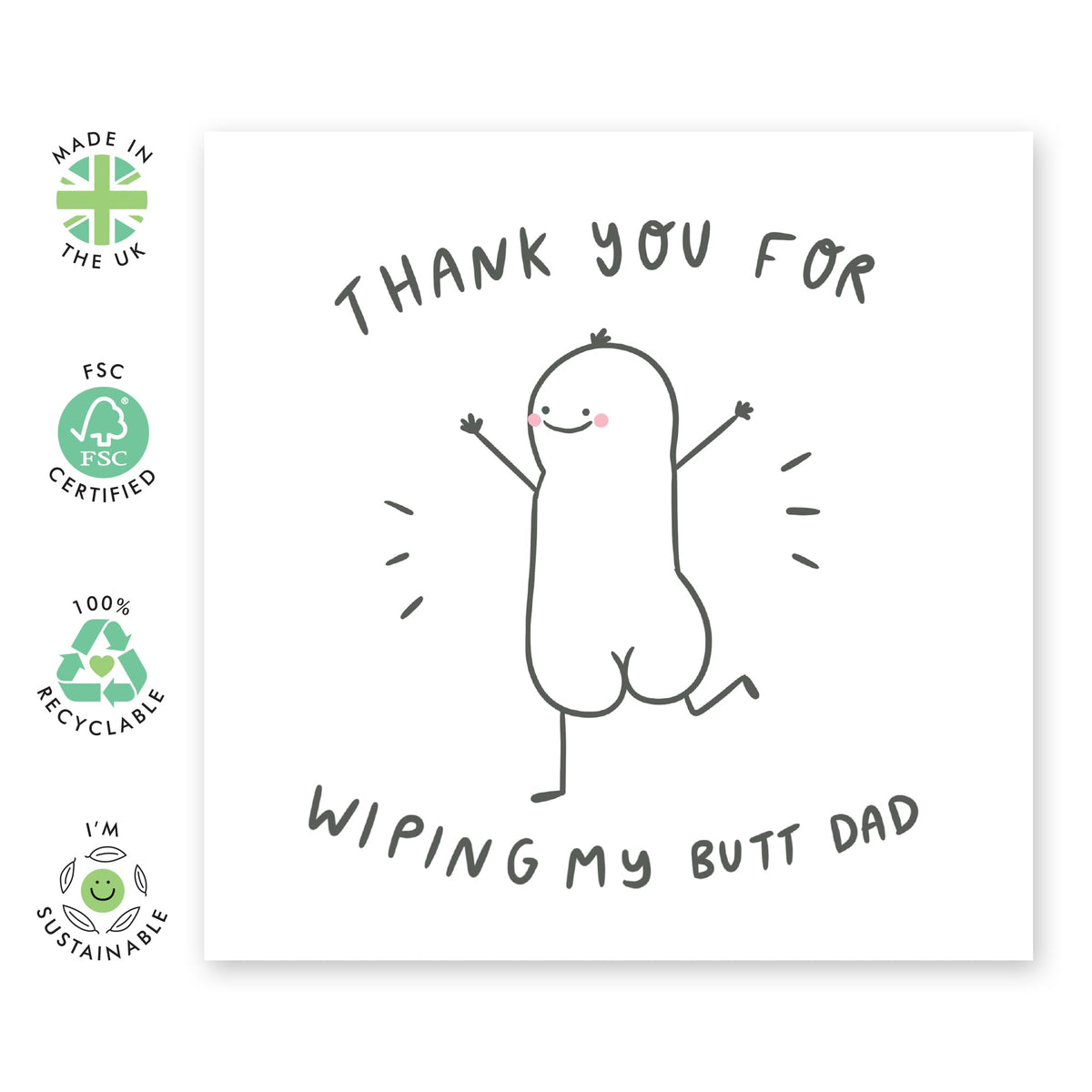 Funny Greeting Card - 'BUTT WIPE DAD' - Perfect for Dad’s Humor and Funny Muments - Ideal for Father's Day or Any Occasion - Adds a Fun Twist to Celebrations - Comes With Stickers By Central 23