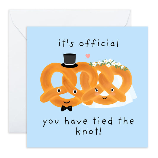 Wedding Celebration Card - 'Tied The Knot' - Gifts for the Bride, Groom, Best Friend, Bestie, Married Couples, Newly Wed, Brother, Sister, Cousin - Pretzels - Comes with Fun Stickers