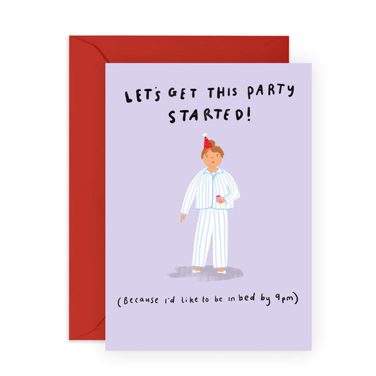 Happy Birthday Card With Jokes - 'Let's Get This Party Started' - Gifts for Friends, Besties, BFF,Girlfriends, Sister, Sis, Co-workers, Colleagues, Family - Bed By 9 - Comes with Fun Stickers