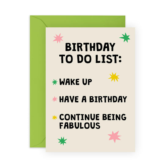 Birthday Cards For Her - Birthday To Do List - Birthday Greeting Card For Sister Bestie - Pretty Birthday Card For Mum Wife - Friend Birthday - Ladies Birthday Card - Comes With Stickers By Central 23