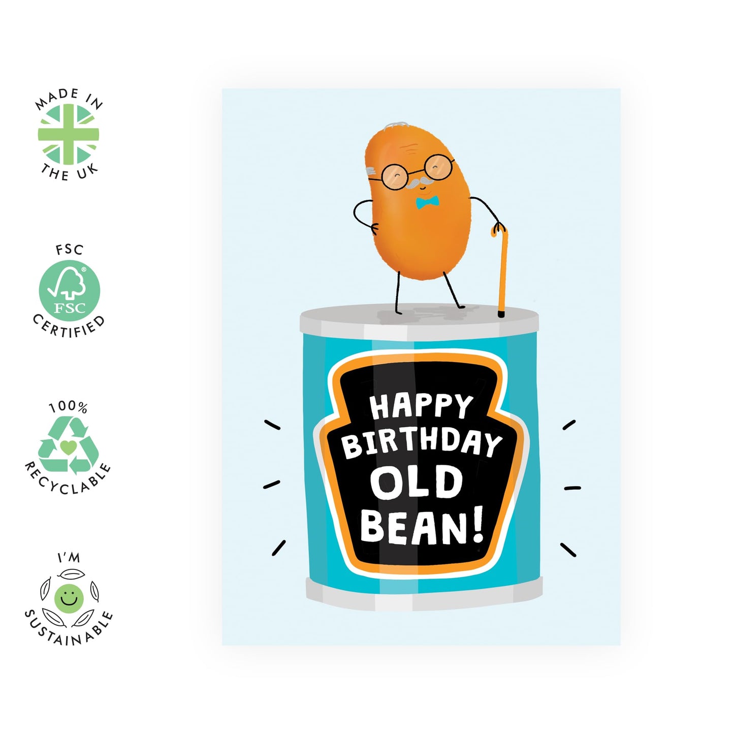 Granddad Birthday Card - Happy Birthday Old Bean - Quirky Father Birthday Card - Birthday Card From Grandson Granddaughter - Gifts For Men Grandpa Grandfather - Comes With Fun Stickers By Central 23