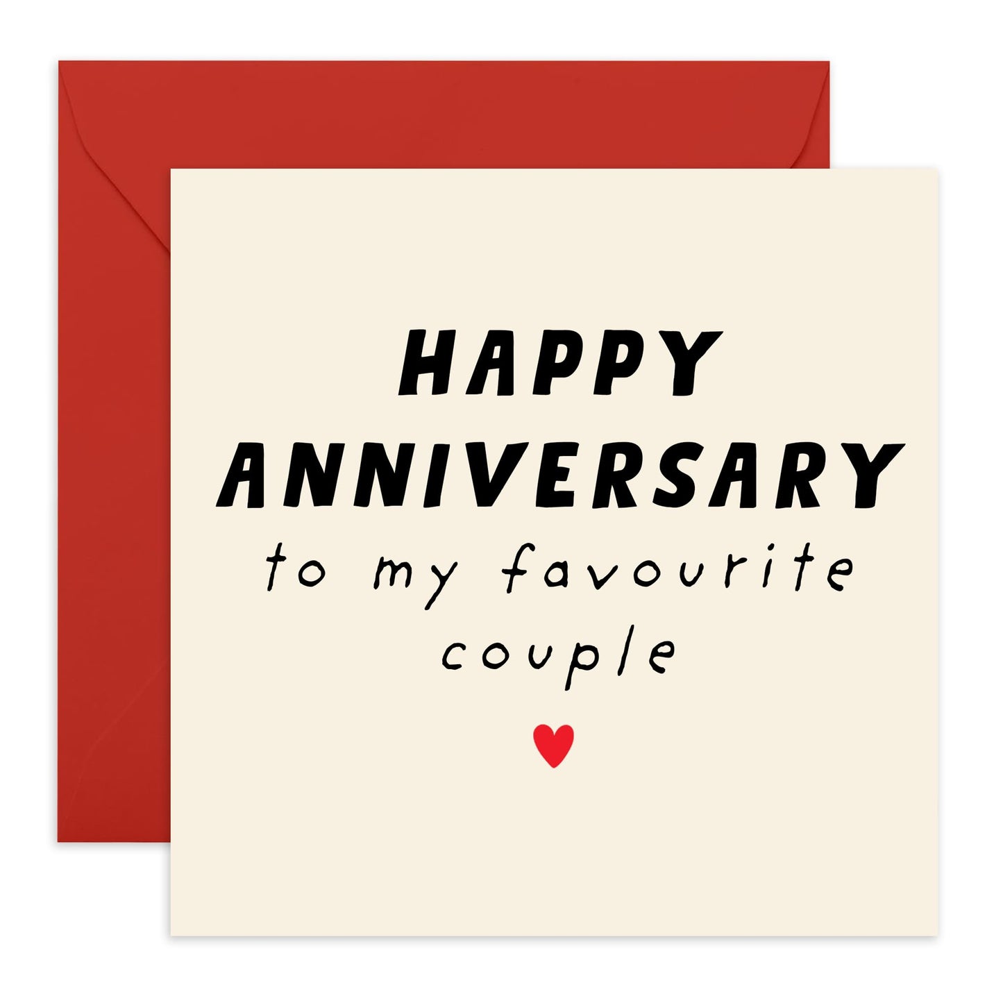 Happy Anniversary Card - "To My Favourite Couple" - Elegant and Simple Greeting Card for Couples, Partner, Him, Her, Wife, Husband - Sweet Married Life - Comes with Stickers