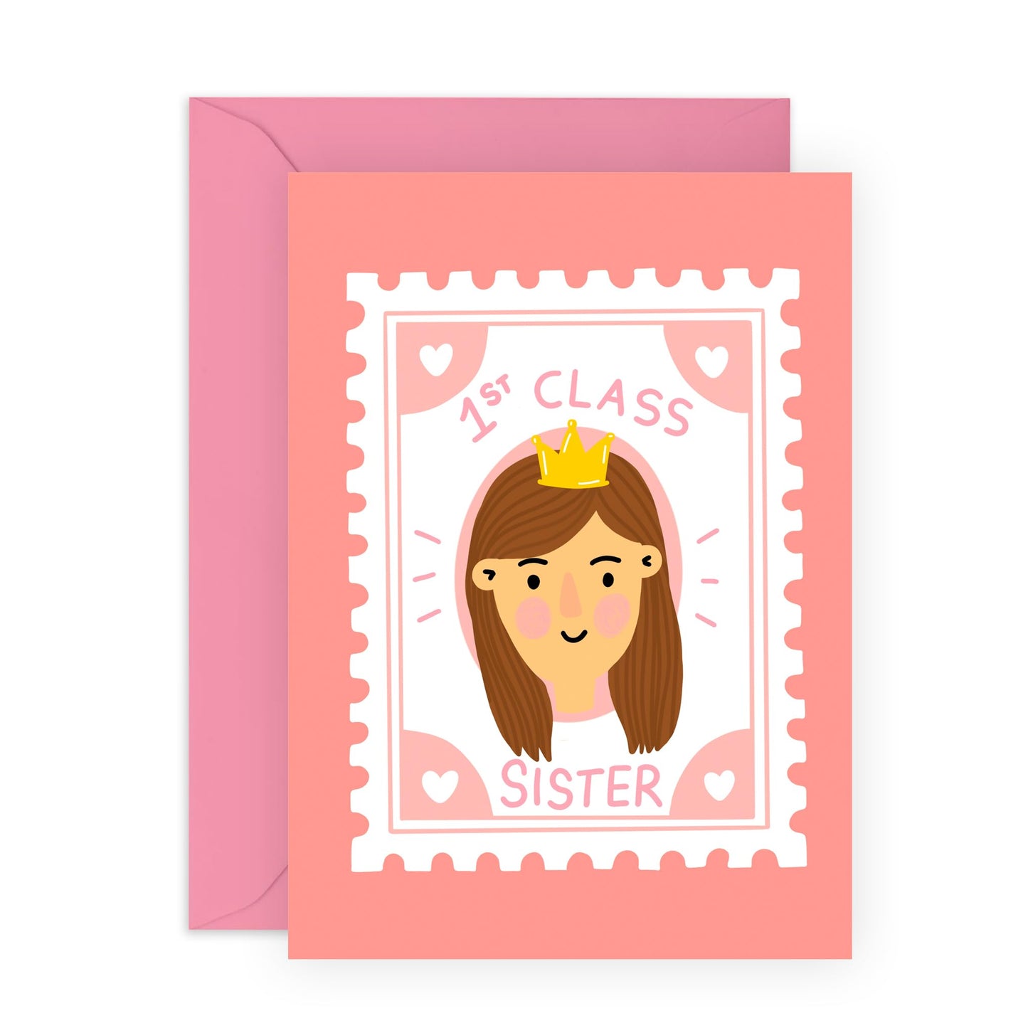 Sister Birthday Card - 1st Class Sister - Celebration Greeting Cards For Siblings - Thank You Cards, Congratulations, Goodluck Sister Cards - Gifts For Her - Comes With Stickers By Central 23