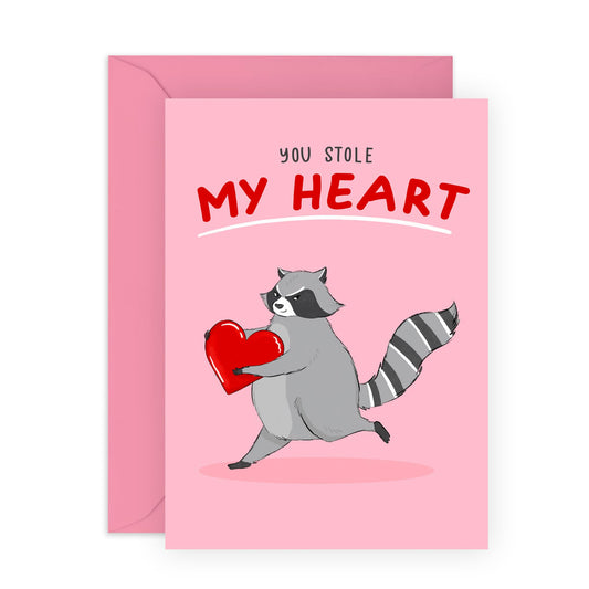 Anniversary Card For Couple Girlfriend Boyfriend - Love Raccoon - Sweet Valentines Day Cards For Husband Wife - You Are Loved Cards - Cheesy Cards For Fiance - Comes With Fun Stickers - By Central 23